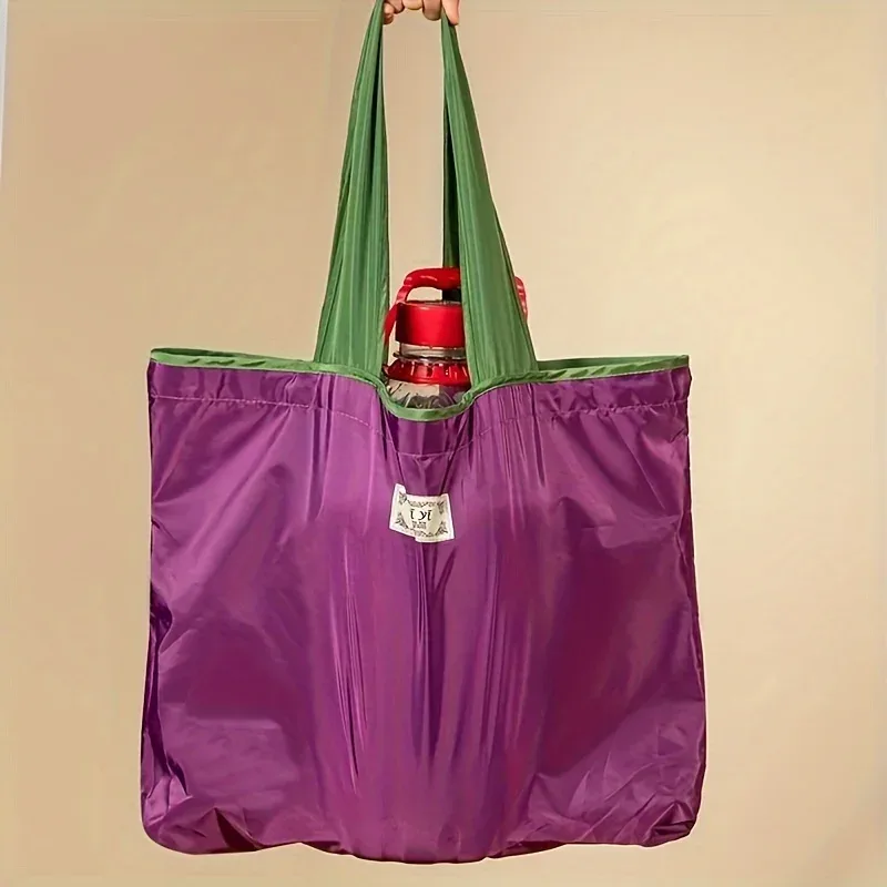 grand sac de courses pliable et simple à cordon de serrage, sac à bandoulière portable étanche et écologique à la mode