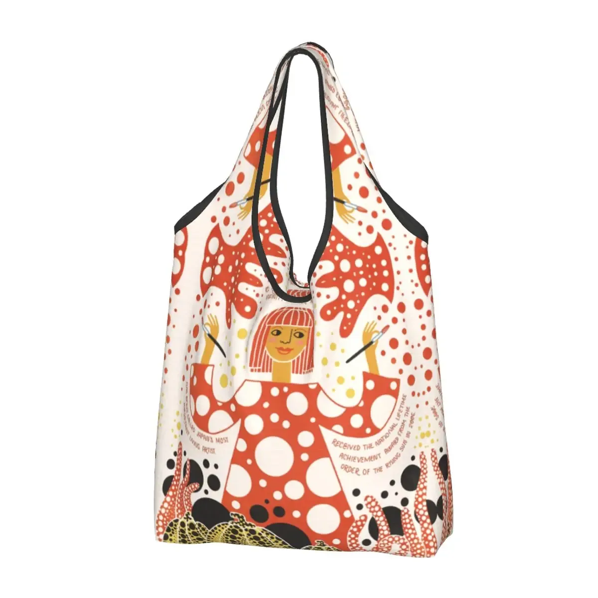 sacs à provisions personnalisés pour femmes, sacs fourre-tout d'épicerie portables, grande capacité, germination yayoi kusama