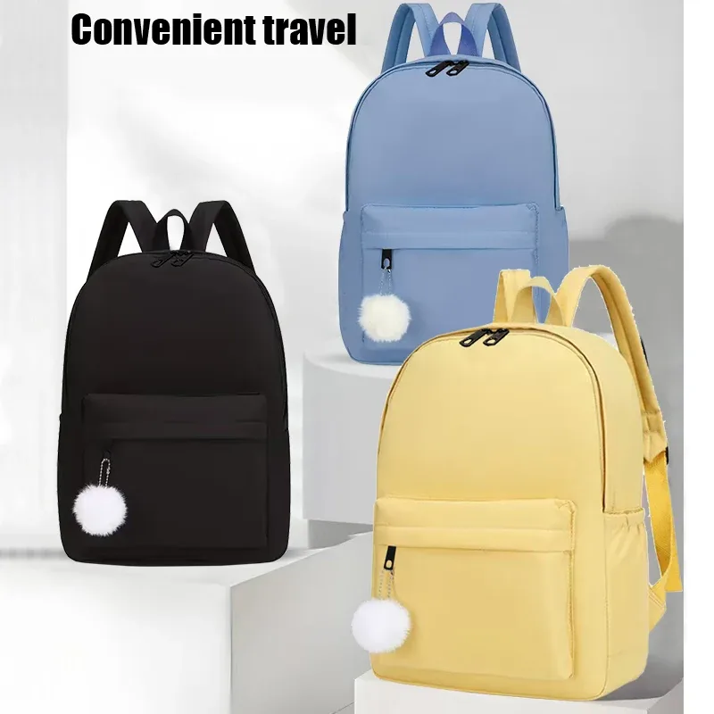 Sac à dos décontracté tendance, plusieurs couleurs, haute capacité, décor Pom-pom, haute qualité pour femmes, école, sortie quotidienne, trajet