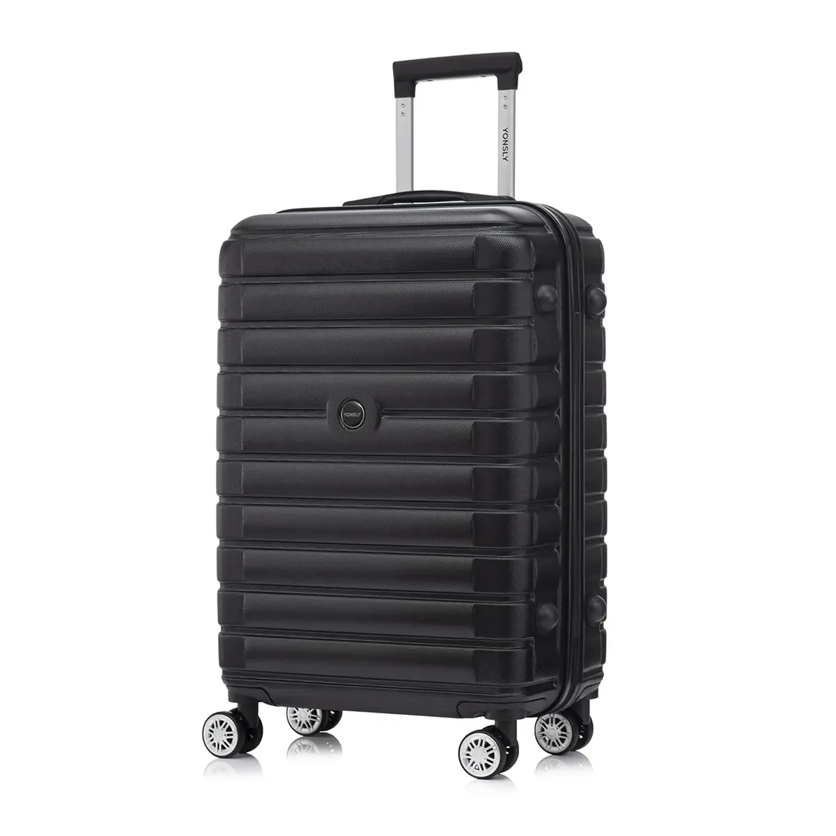 valise yonsly 20/24/28 pouces avec roulettes 360° °     valise trolley à coque rigide noire légère avec 4 roues, serrure à code, poche filet et poignée en caoutchouc pour les voyages d'affaires et les vacances