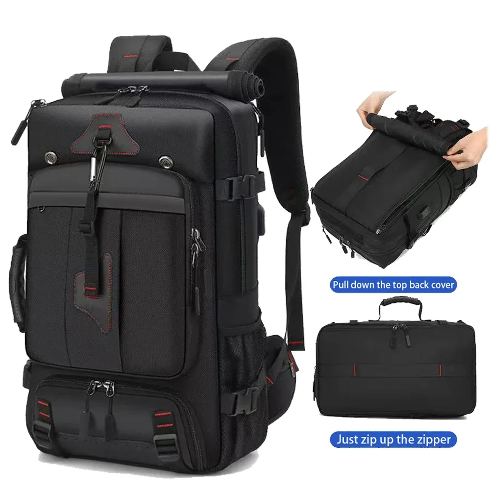 sacs à dos de voyage pour hommes et femmes, sac à dos surdimensionné de 60 à 70 litres, sac de voyage convertible durable, avec compartiment pour chaussures