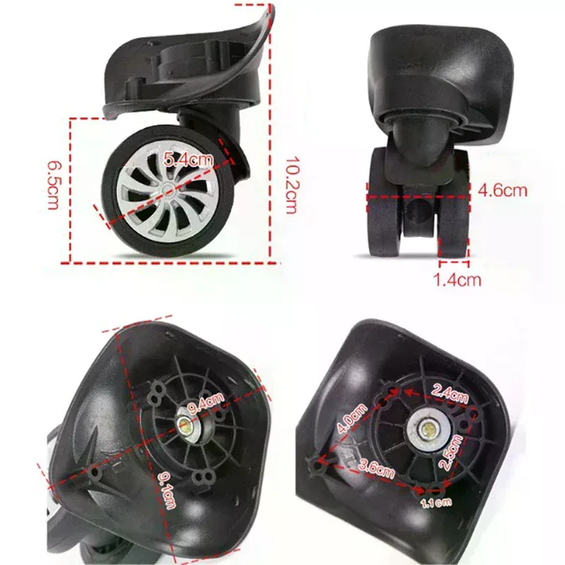 roues pivotantes universelles 360 degrés caoutchouc noir support nylon accessoire valise bagage silencieux résistant usage voyage
