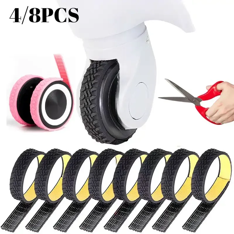 Protecteur de roues de bagages en Silicone, pièces de valise, essieux, protecteur de roues, réduit l'amortissement du bruit, couvercle de roulettes de boîte de chariot, 4/8 pièces