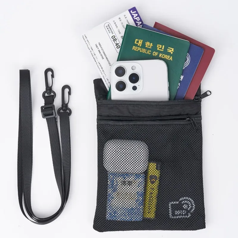 portefeuille de voyage anti-vol rfid, étui à cartes en nylon, sac de rangement pour téléphone et documents, sac léger à bandoulière, sac de cou, sac bandoulière