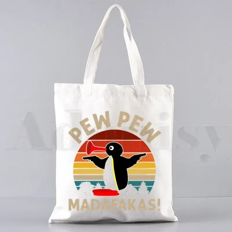 pew pew madafakas sac fourre-tout unisexe sacs en toile sacs à provisions imprimé sac à bandoulière décontracté pliable