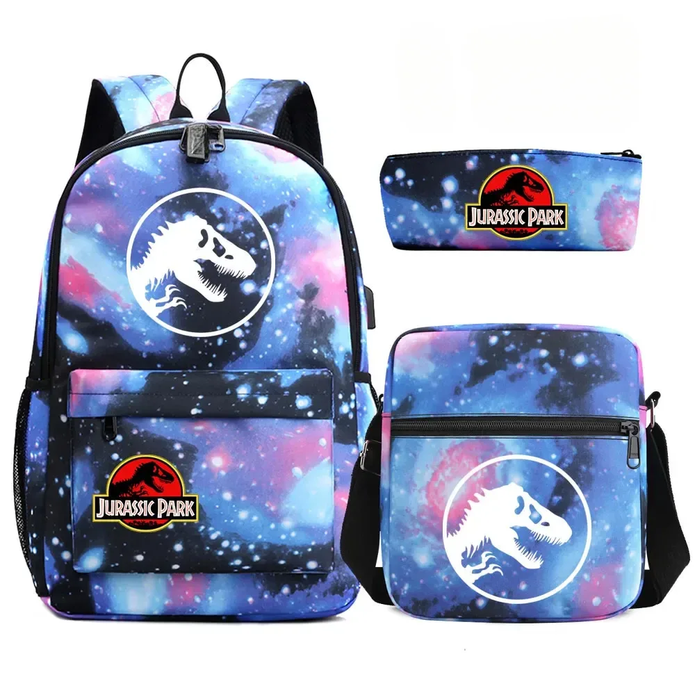 sac à dos de voyage avec serrure antivol usb pour garçon et fille, cartable pour livre d'école pour enfants, sac à stylo, 3 pièces
