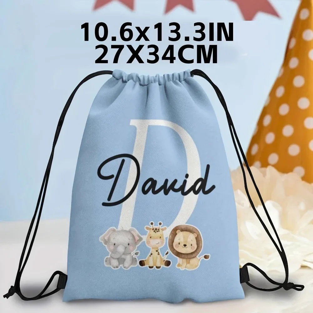 sac à dos personnalisé à cordon de serrage avec nom/texte sur le thème des animaux, 1 pièce, sac de sport léger pour voyage, sac de rangement pour salle de sport