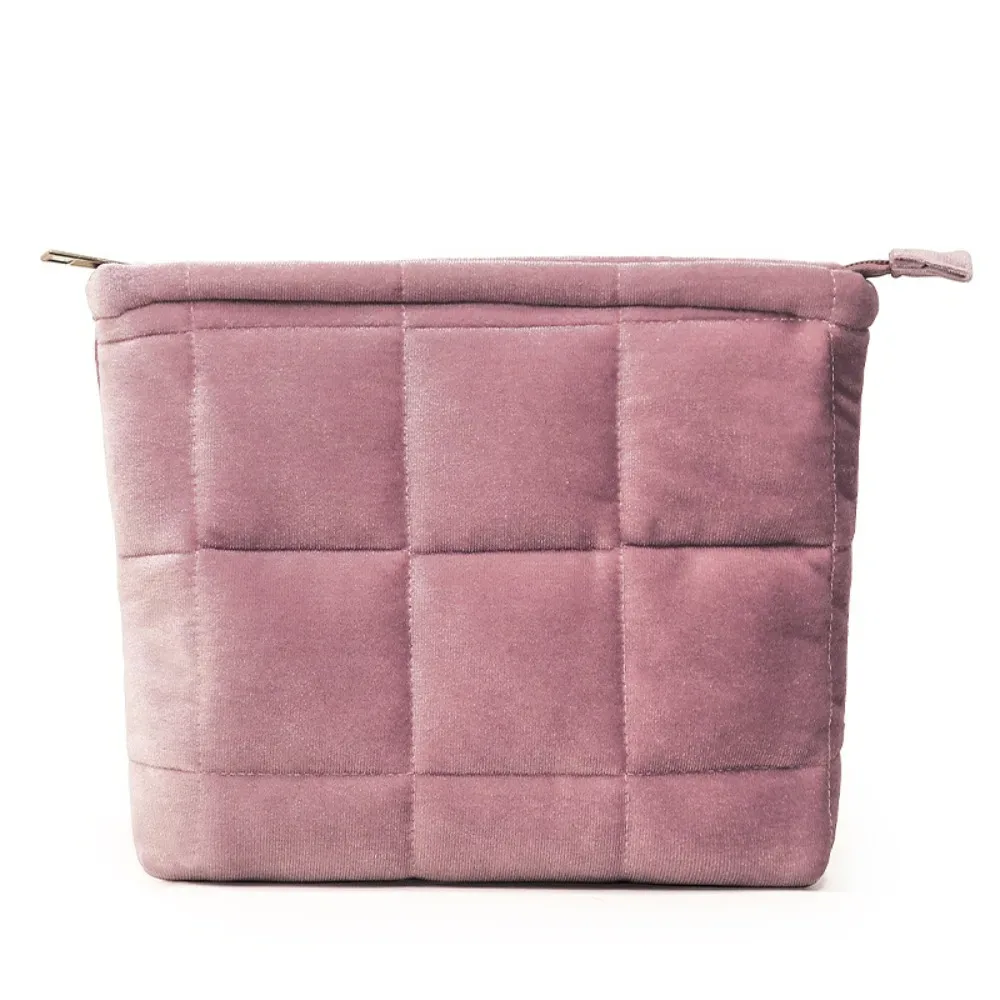 sac cosmétique matelassé en velours, sac de rangement solide, grande capacité, léger, fermeture éclair, trousse de toilette de voyage, document, mode
