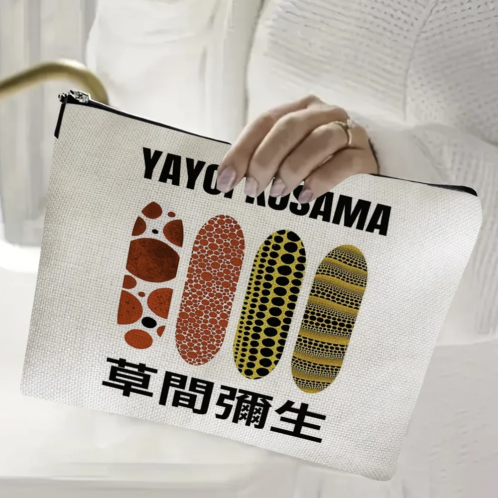 yayoi kusama pochette de maquillage japonais pop art à pois art design floral étui à cosmétiques mode dame beauté sac de rangement à la mode
