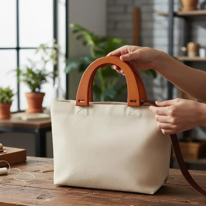 Poignée de sac en bois en forme de U, universelle, pour remplacement DIY des poignées usées de sacs fourre-tout ou de sacs à main au crochet