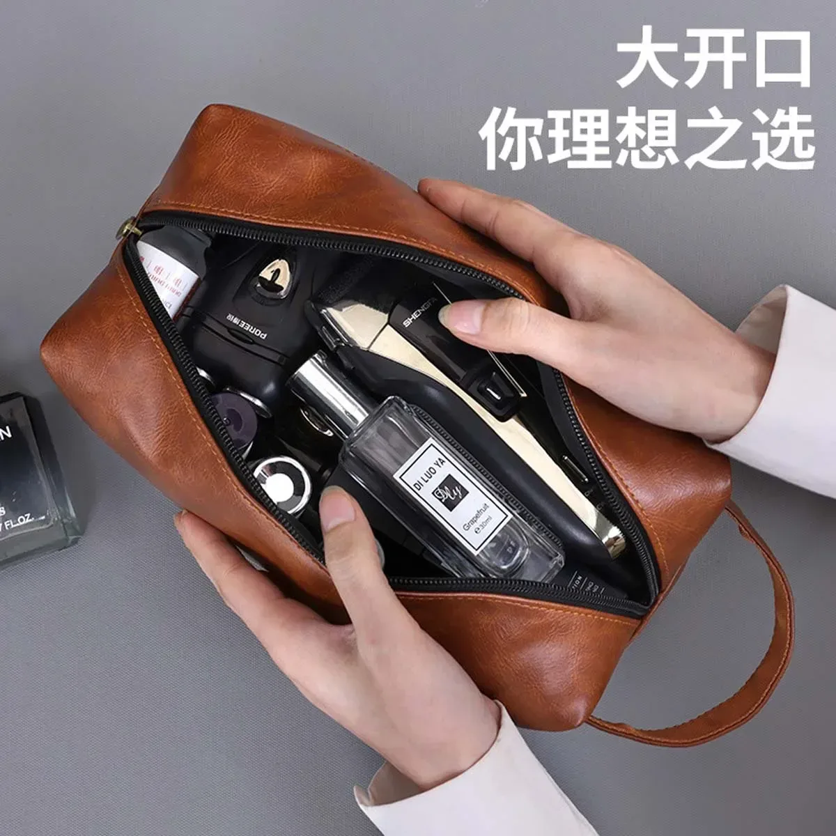 trousse de maquillage à main haut de gamme pour hommes, sac de rangement de voyage étanche de grande capacité pour articles de toilette et natation