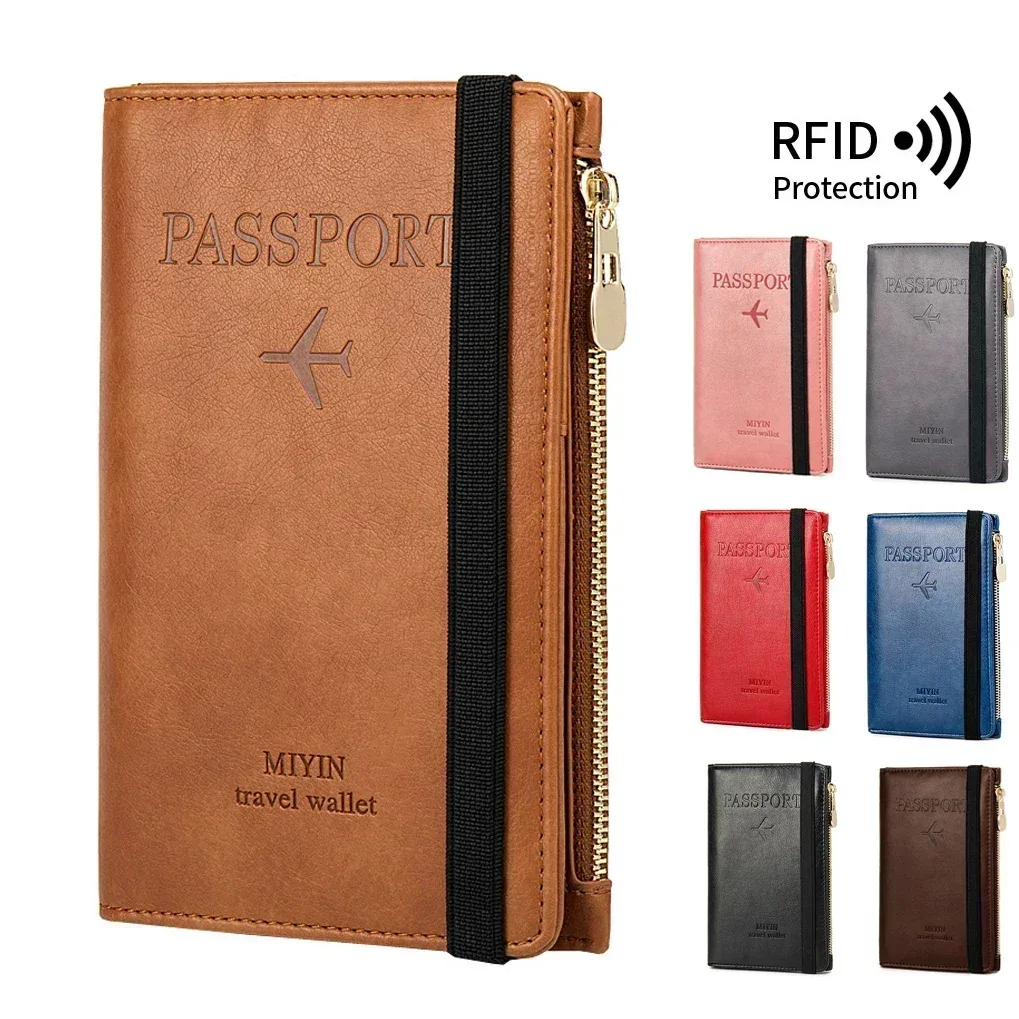 rfid anti blocage mince porte-passeport housse portefeuille de voyage pour hommes femmes multi-fonction id porte-carte bancaire accessoires