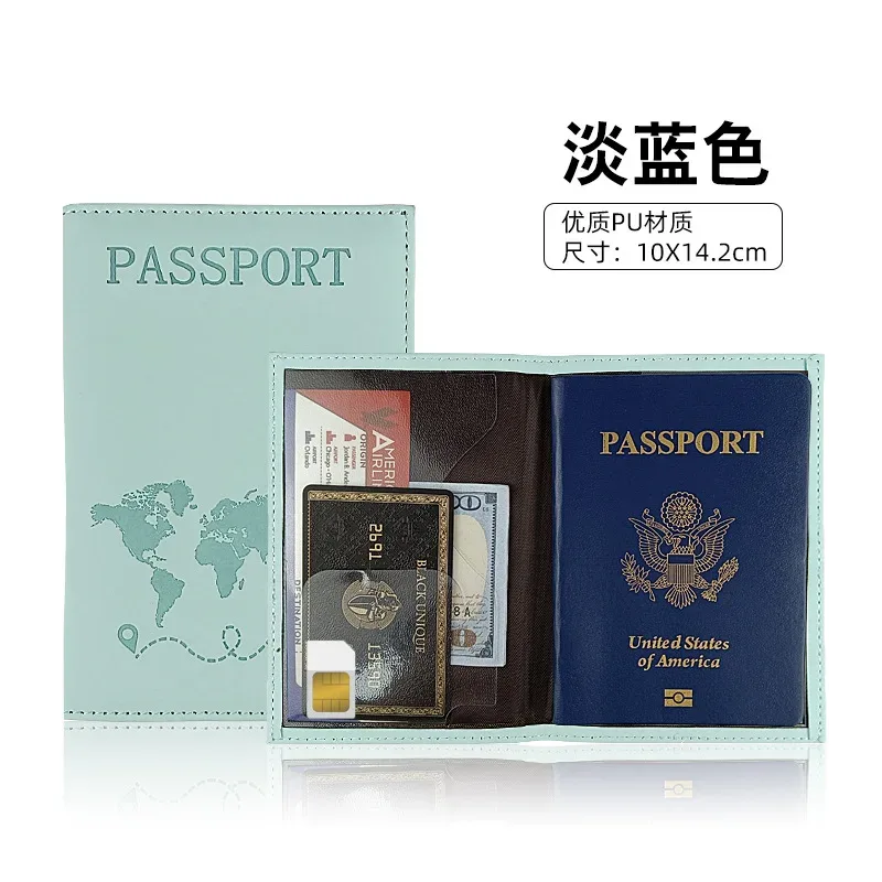 cadenas protegepasseport pu motif carte monde couleur kaki gris noir bleu orange vert rose beige rouge usagevoyage sécuritédocument important protectionidentite voyage croisiere transport international