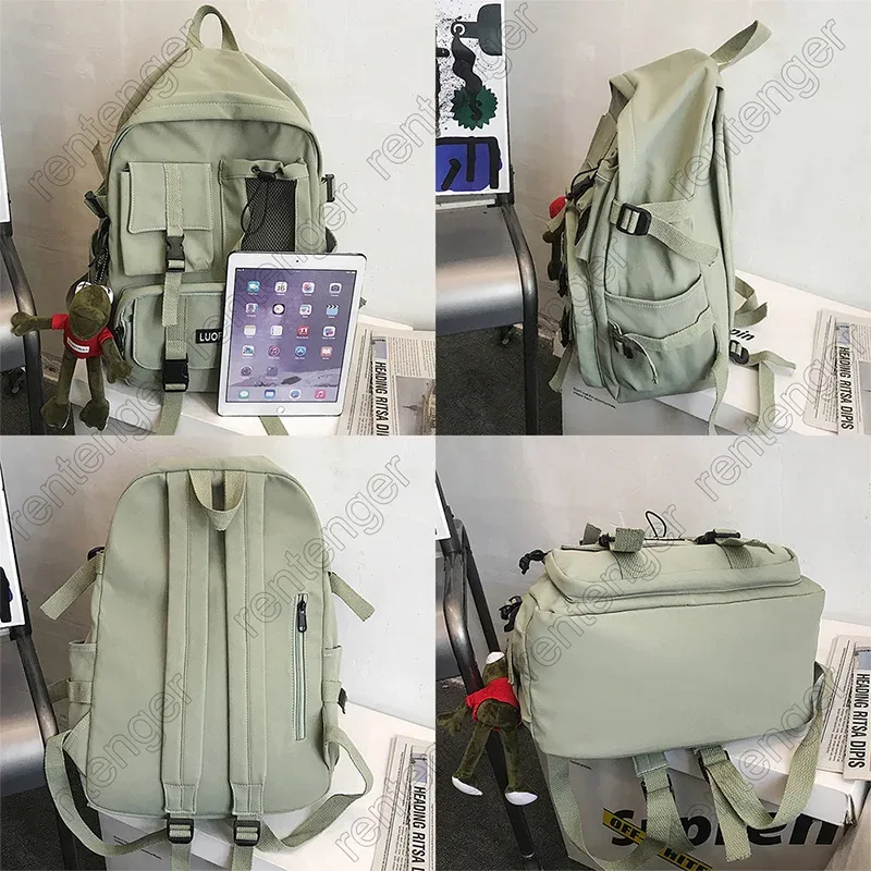 sac à dos à poches multiples pour hommes et femmes, sac de styliste avec boucle d'insertion en toile, sacs à dos pour ordinateur portable pour adolescents, sacs d'école pour étudiants