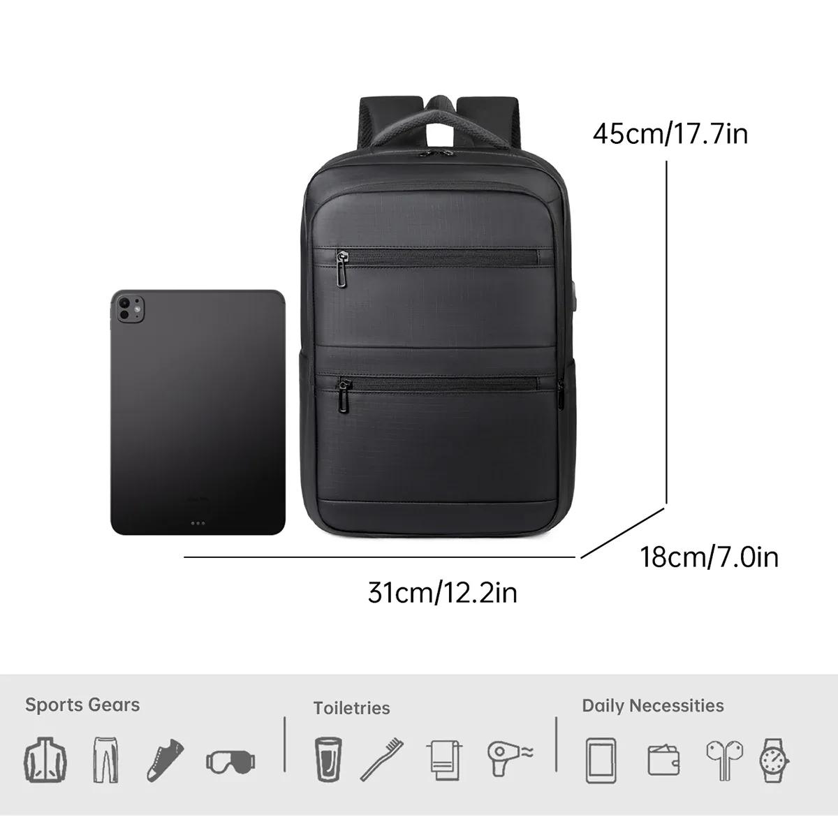 sac à dos de style professionnel pour hommes et femmes, grande capacité, sac pour ordinateur multi-couches, sac à dos de voyage avec chargement usb, sac d'école pour étudiants