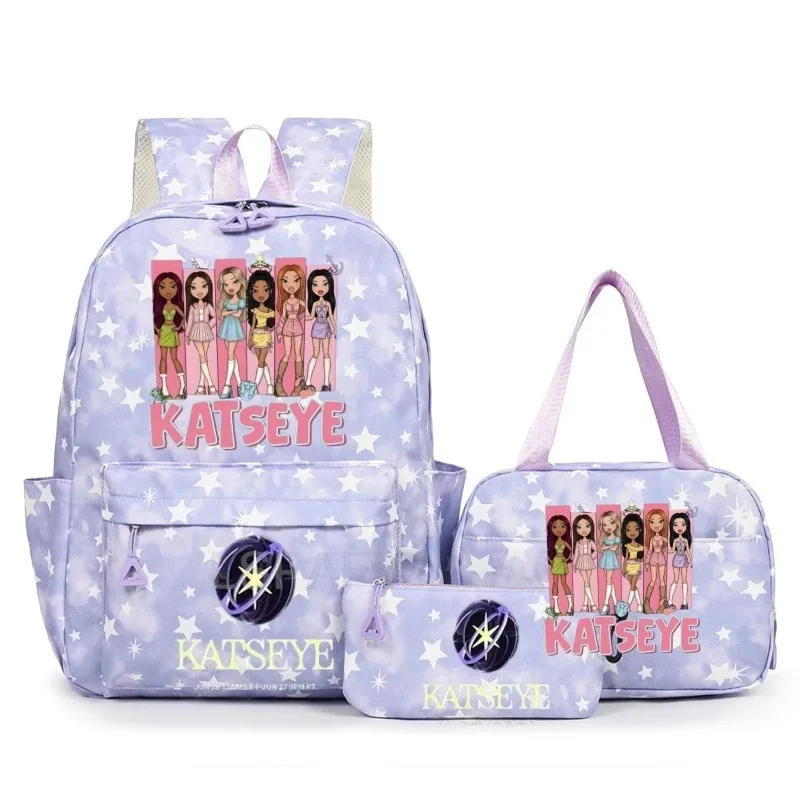 sac à dos amusant katseye pour adolescents, sac de voyage à double bandoulière, sac à crayons, sac à déjeuner, sac à livres décontracté pour étudiants, sac d'école pour filles, grande capacité, mochila