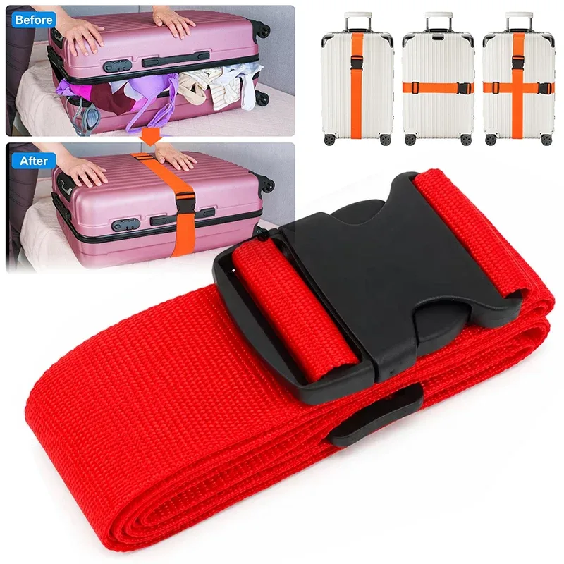 sangle de bagage réglable de 2 m, ceinture croisée pour voyage, sangle de valise en nylon avec boucle de verrouillage, accessoires pour sacs de camping.