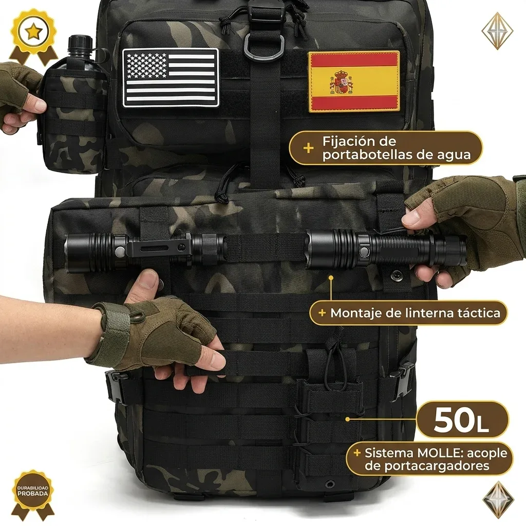 sac à dos tactique militaire 32l/50l, grand sac d'assaut pour le camping et la randonnée, sac à dos durable pour hommes, sac à dos de voyage et de travail