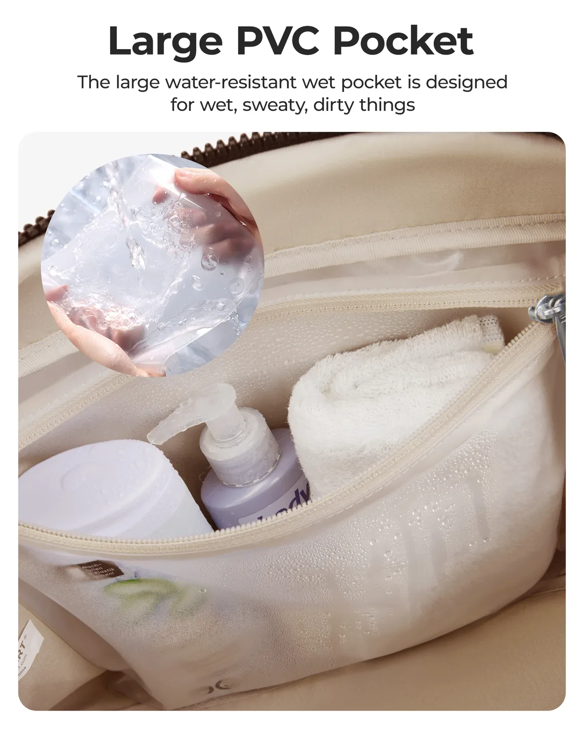 sac voyage polyester plissé beige rose pâle noir gris taupe bandoulière amovible poignée supérieure week end sport