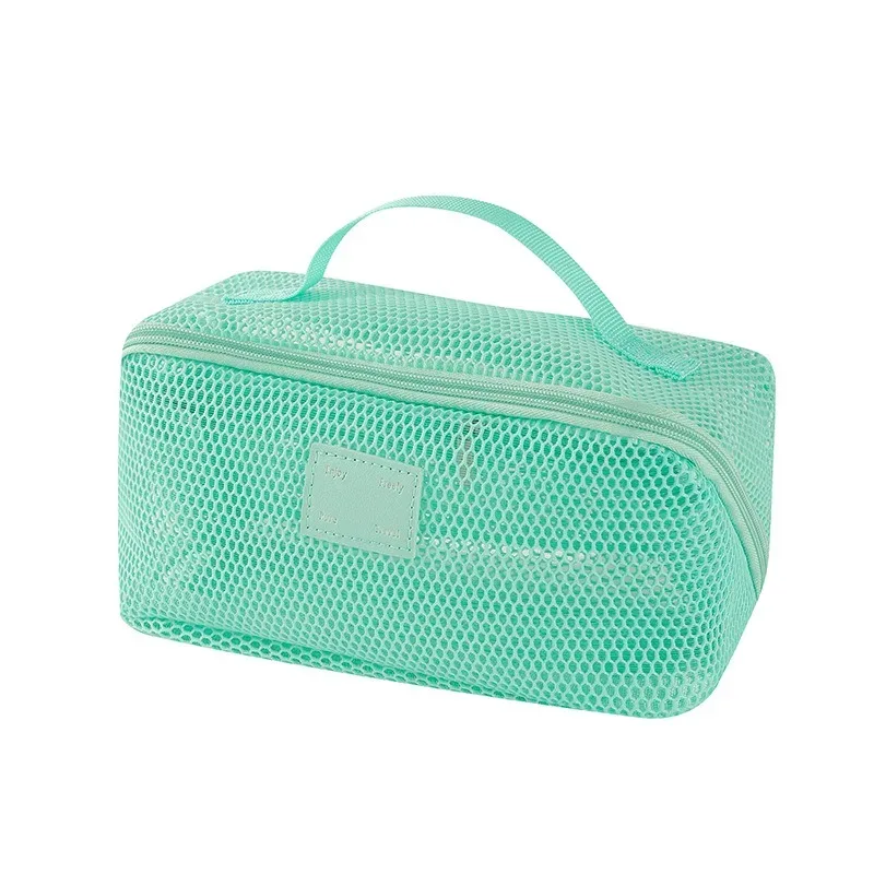 sac de maquillage à main en maille de grande capacité, fermeture éclair, multicouche, maille transparente, sac à cosmétiques, étui de rangement carré