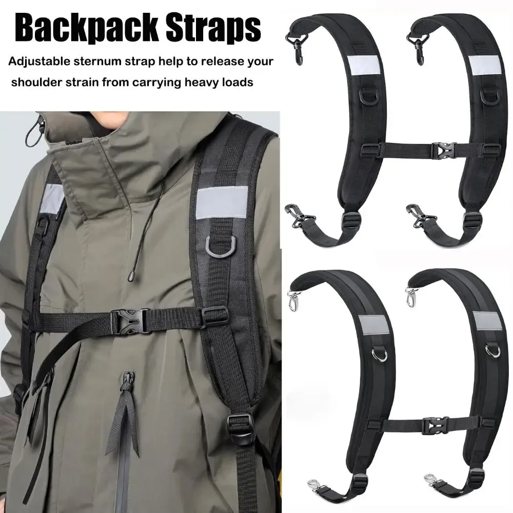 Ceinture Sangle Caoutchouc Noir Bandes Réfléchissantes Boucles Ajustable Sac Dos Escalade Randonnée Usage Voyage