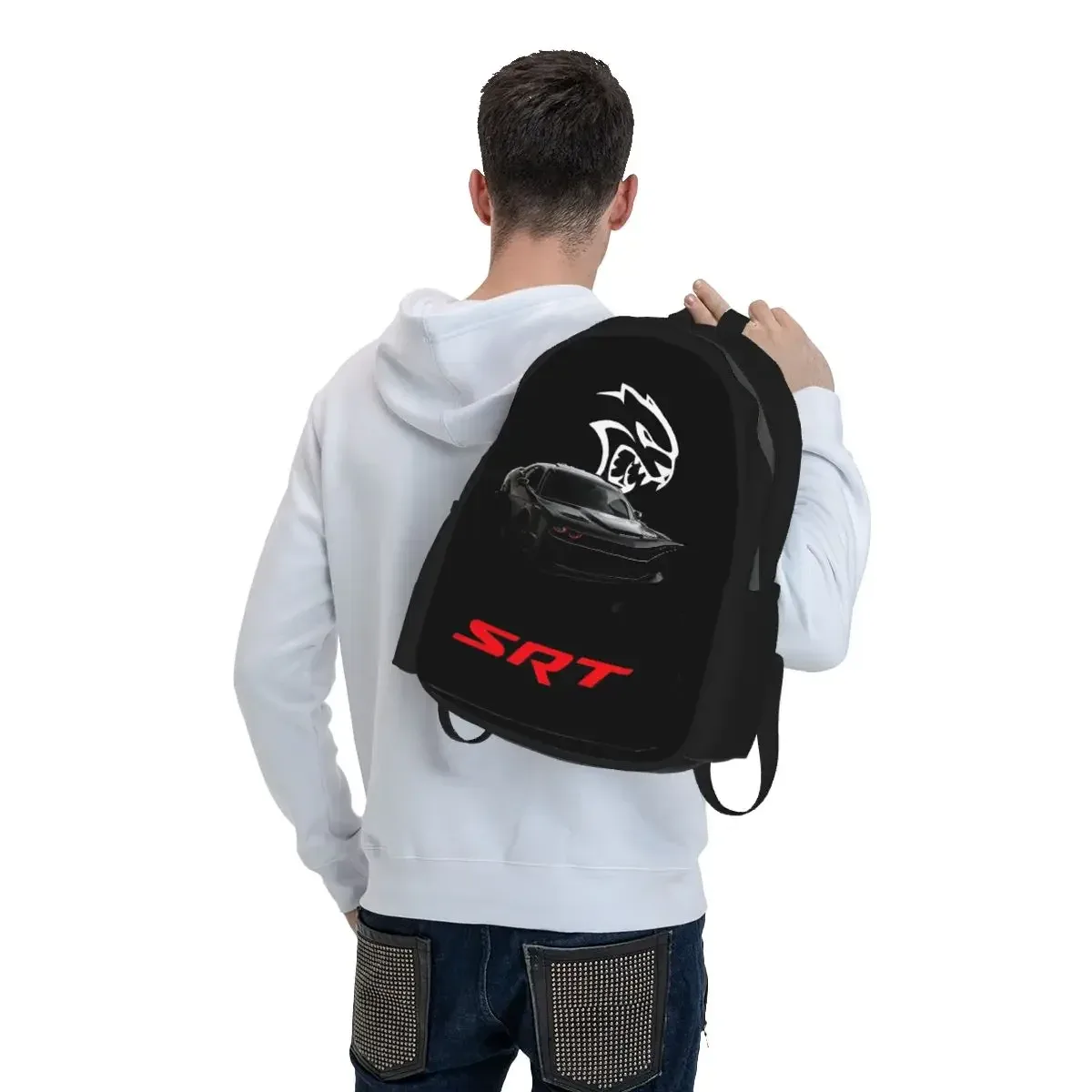 sac à dos d'étudiant srt hellcat demon dodge challenger, sac d'école, sac à dos de randonnée pour hommes et femmes, sac à bandoulière
