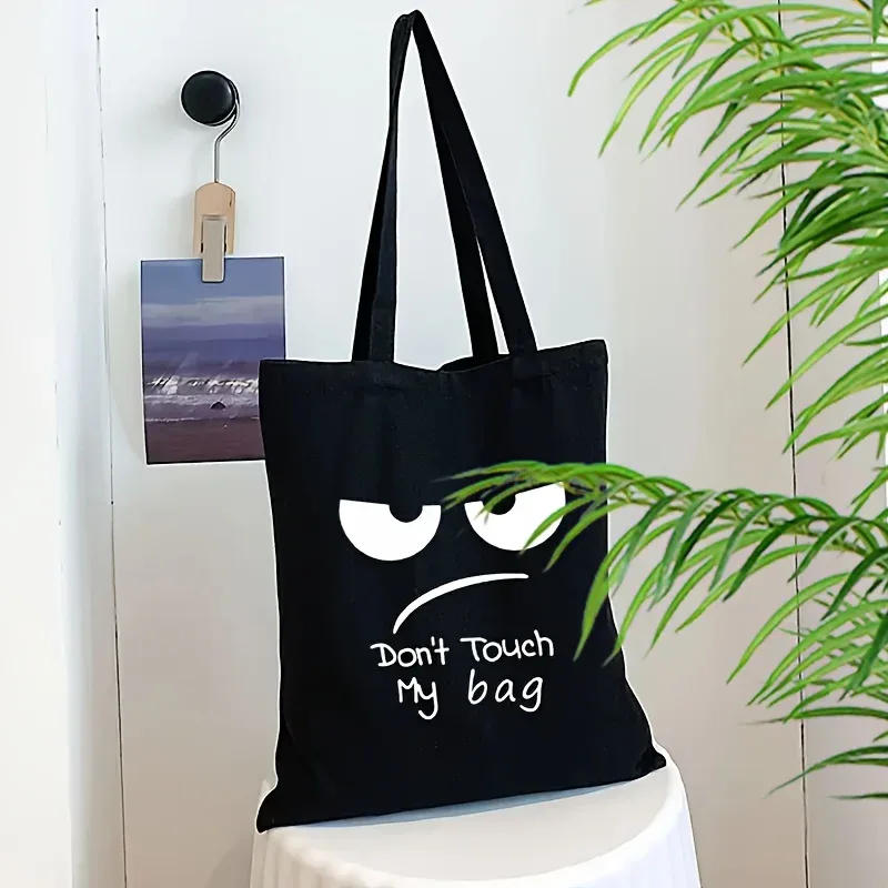 sac à main à imprimé amusant, grand sac fourre-tout léger avec visage humoristique, élégant et décontracté, adapté pour le shopping, sacs à bandoulière pliables
