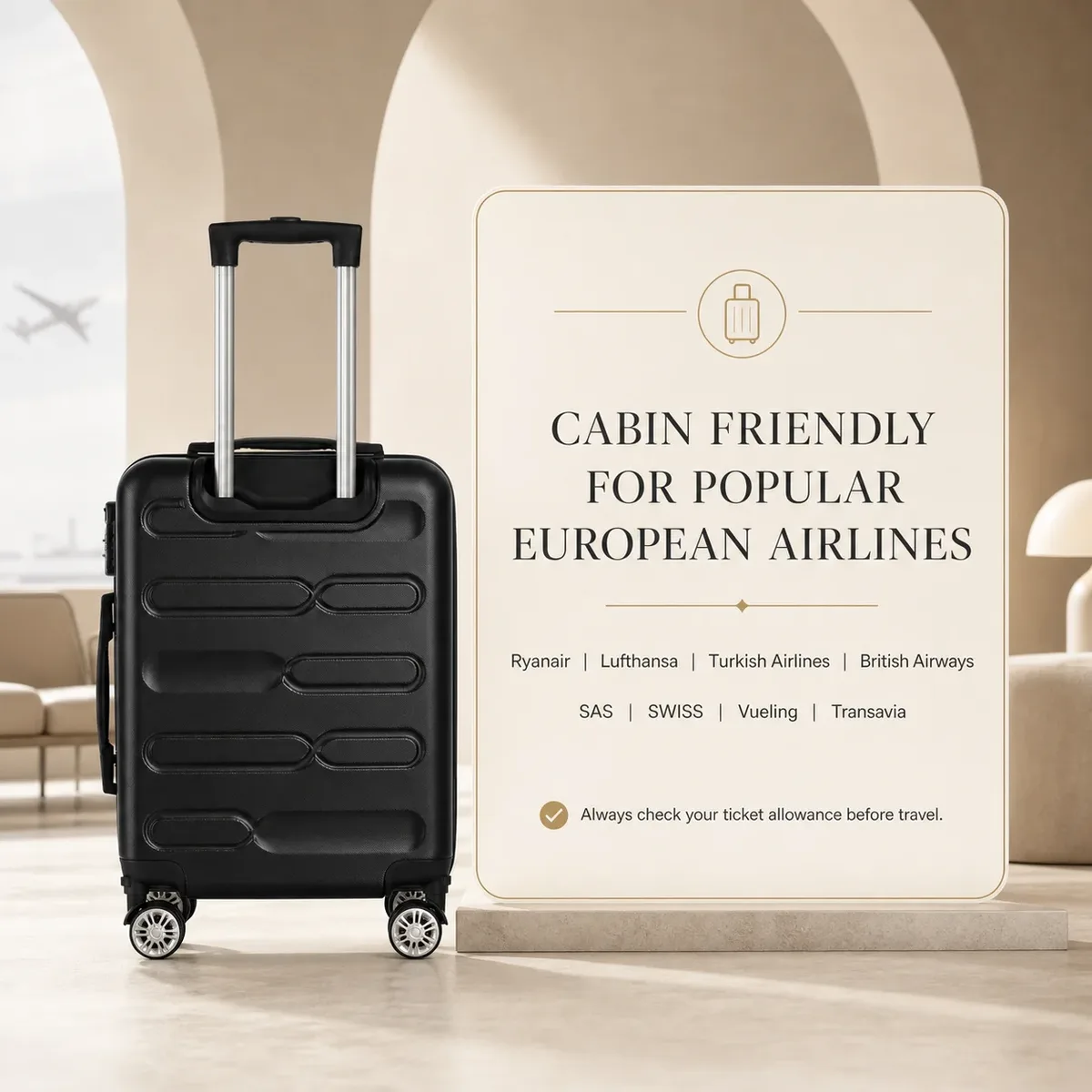 valise cabine 55*40*20cm, 20 pouces, compatible avec plusieurs compagnies aériennes, roues détachables, poigné