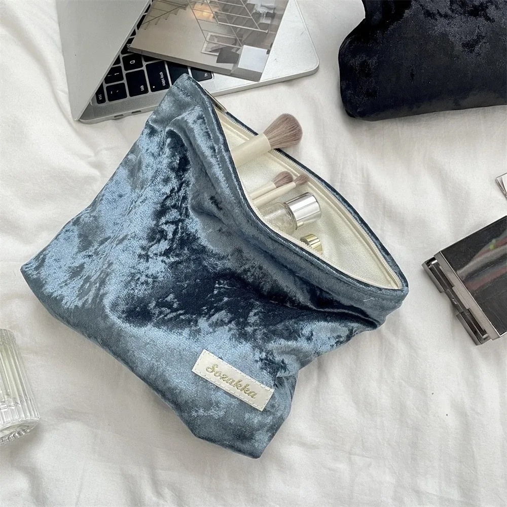sac à cosmétiques en velours de grande capacité pour femmes, organisateur de produits de toilette, sac de maquillage à fermeture éclair, pochette de voyage, sac de rangement de cosmétiques pour filles