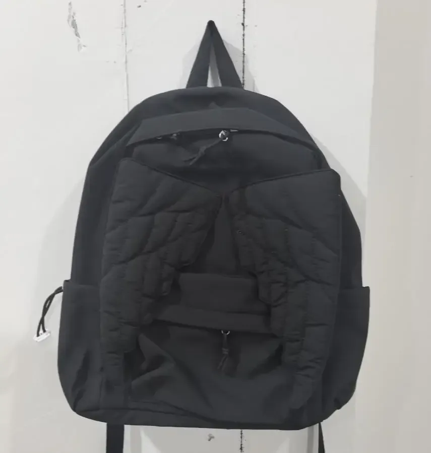sac à dos matelassé à pois ailes d'ange pour étudiants, sac d'école en nylon mignon et tendance, sac de voyage quotidien léger et spacieux