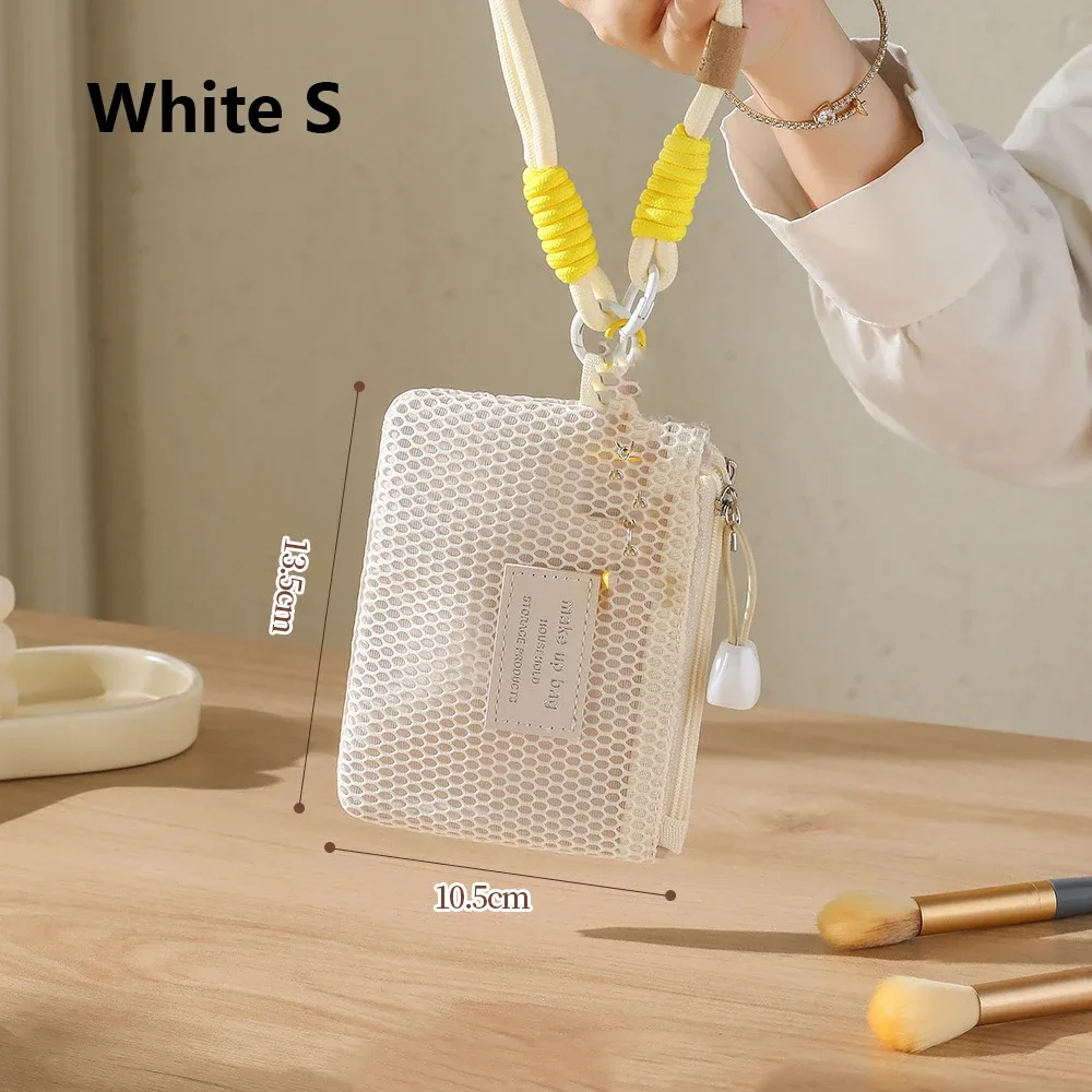 petit sac de rangement de maquillage transparent en maille, oreiller, rouges à lèvres, sac de toilette cosmétique, pochette de grande capacité, mini sac de rangement pour femmes, pochette