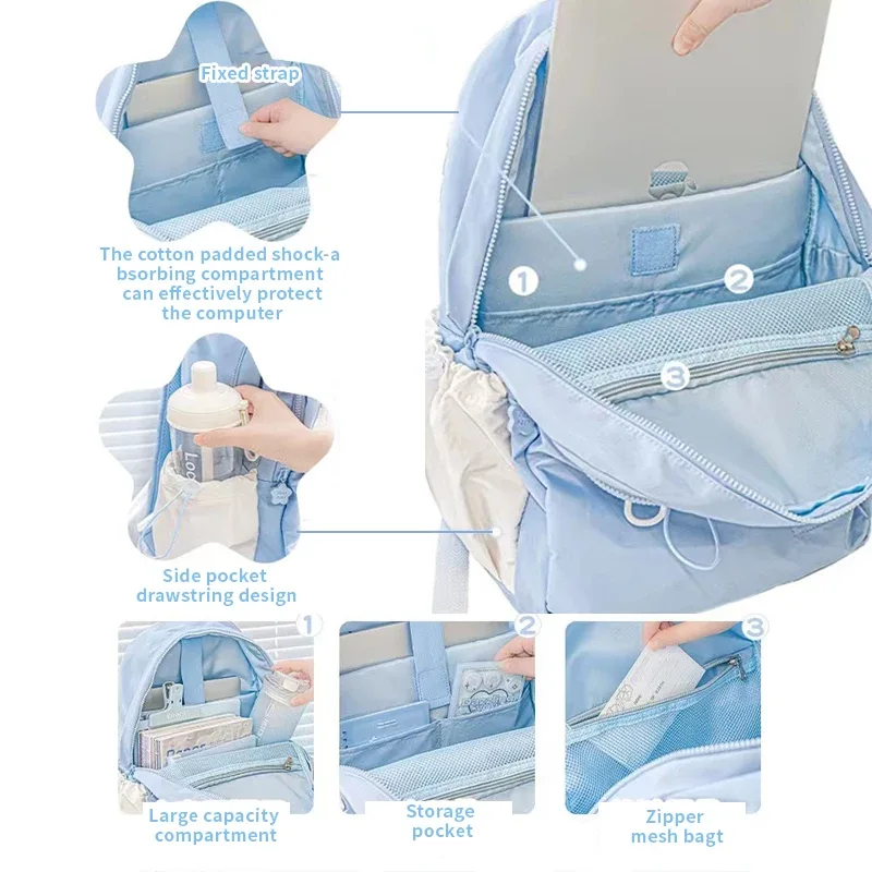 sac à dos de style crème pour étudiants d'apparence élevée, design simple et mignon, sac à dos de grande capacité, léger et indolore ba