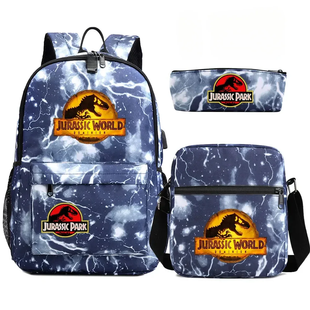 sac à dos de voyage avec serrure antivol usb pour garçon et fille, cartable pour livre d'école pour enfants, sac à stylo, 3 pièces
