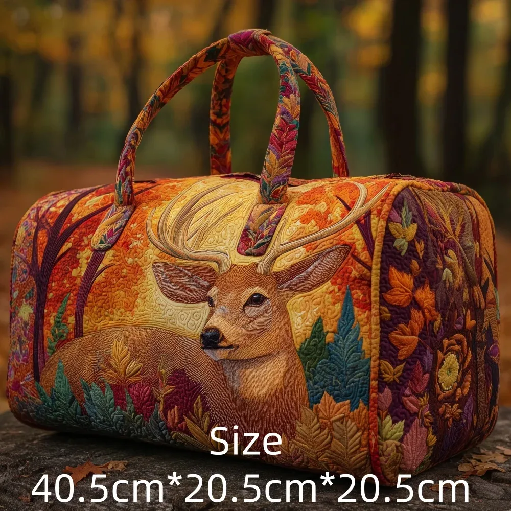 sac de voyage matelassé 3d imprimé cerf de la forêt, sac polochon fourre-tout avec poignées supérieures, bagage vintage style cabine pour femmes et hommes, idéal pour la gym, le sport et les voyages, bagage à main