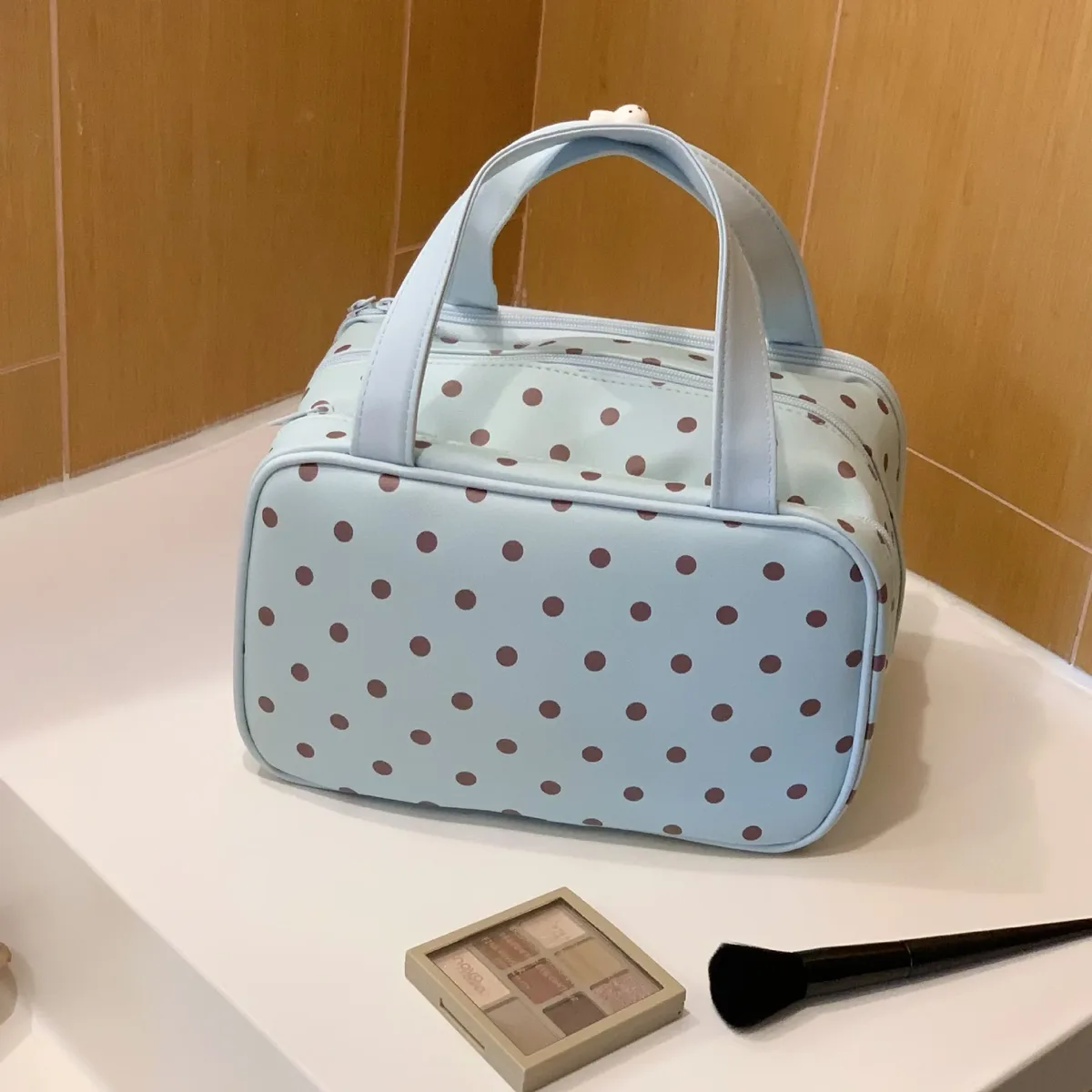 nouvelle trousse de rangement cosmétique portable à trois compartiments, grande capacité, trousse de toilette de voyage, trousse de maquillage à main pour femmes