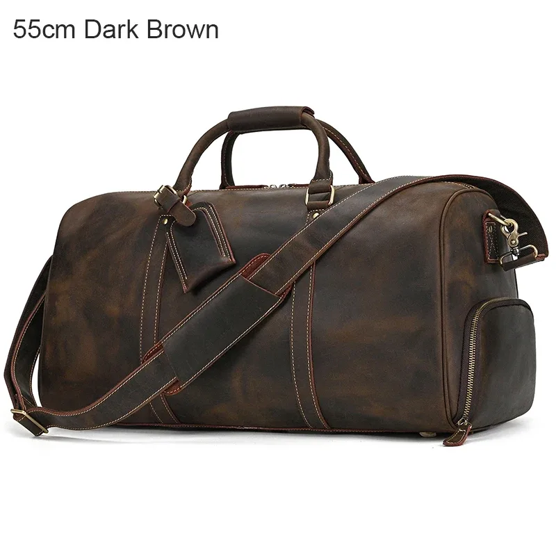 sac de voyage de luxe en cuir véritable pour hommes et femmes, sac à main en cuir de vache, sac à bandoulière de voyage, sac de sport pour week-end