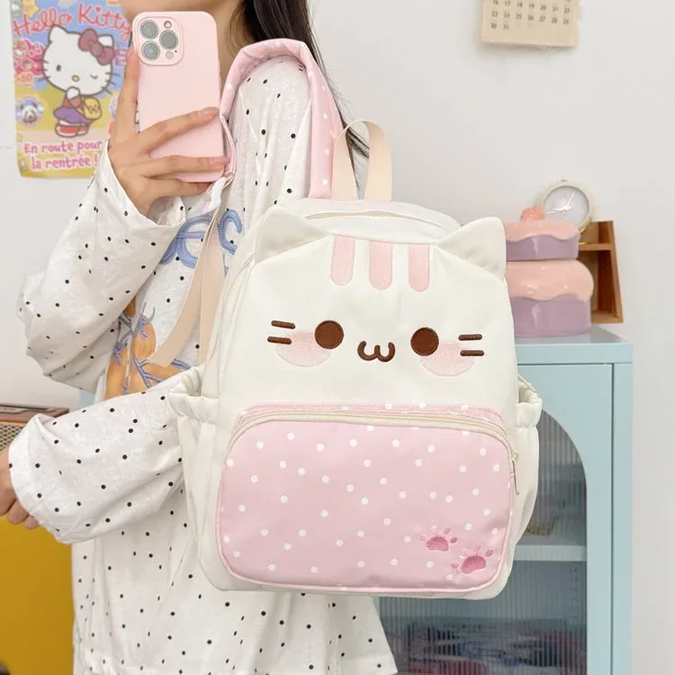 sac à dos chat de dessin animé pour filles et femmes, sac d'école mignon pour étudiantes, sac de voyage grande capacité