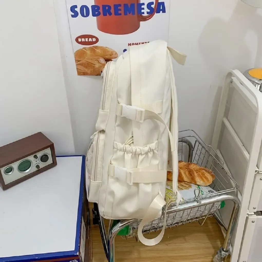 fenêtres claires mode femmes sacs à dos pour femmes adolescents bricolage badge jk broche affichage sac à dos solide multi poches ita sacs