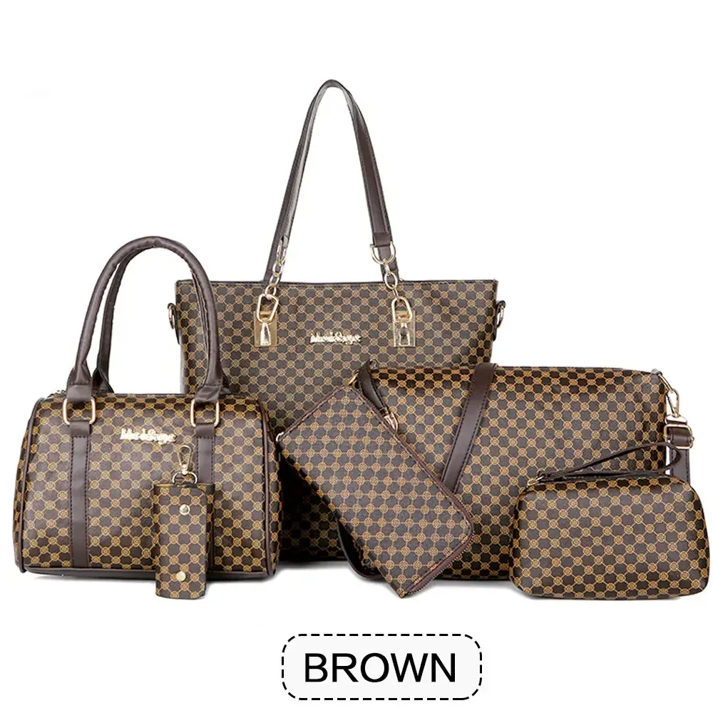 ensemble de sacs fourre-tout de grande capacité pour femmes, 6 pièces, sac à bandoulière tendance, sac à bandoulière minimaliste imprimé floral, sacs à main pour femmes