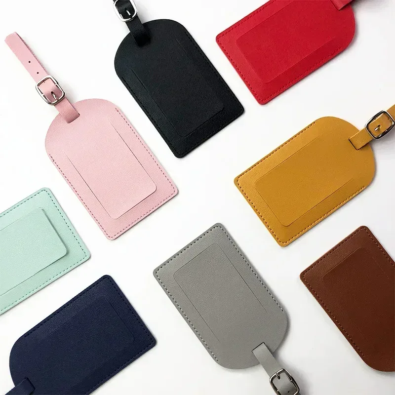 étiquette de bagage en cuir pu, étiquette de valise pour femmes et hommes, accessoires de voyage, nom, identification, porte-adresse