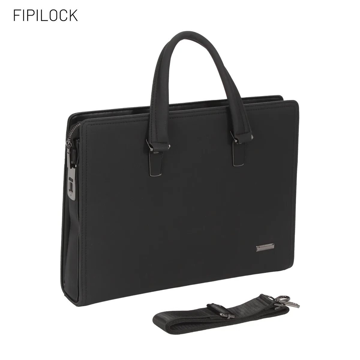 fipilock sac pour ordinateur portable en cuir, sacs à main rigides de luxe pour hommes avec déverrouillage intelligent par empreinte digitale, sac d'affaires pour bureau