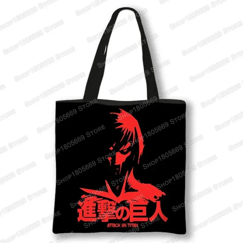 sac de shopping anime attaque sur titan pour femmes, sac à bandoulière pour voyage levi mikasa eren, sac à main pour filles, fourre-tout de rangement