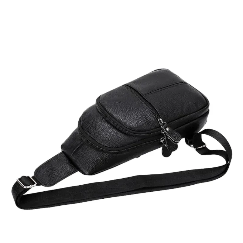 sac de poitrine en cuir véritable pour hommes, sac à bandoulière en cuir de vache de grande capacité, sac à bandoulière pour hommes d'affaires, sac de rangement pour téléphone