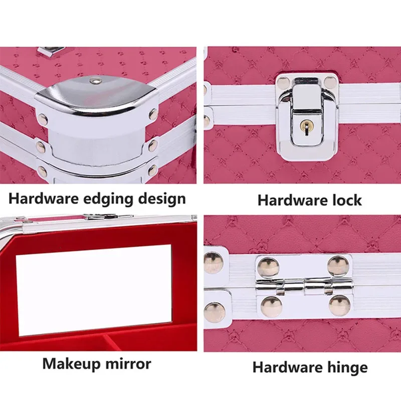 trousse de maquillage professionnelle portable avec miroir lumières led, boîte de rangement de cosmétiques en alliage de voyage, fournitures d'outils de maquillage pour salon de beauté