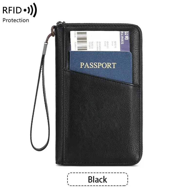nouveau portefeuille à clip pour passeport de voyage pour femmes et hommes, porte-cartes multifonctionnel en cuir pu rfid, portefeuilles antivol, sac de rangement