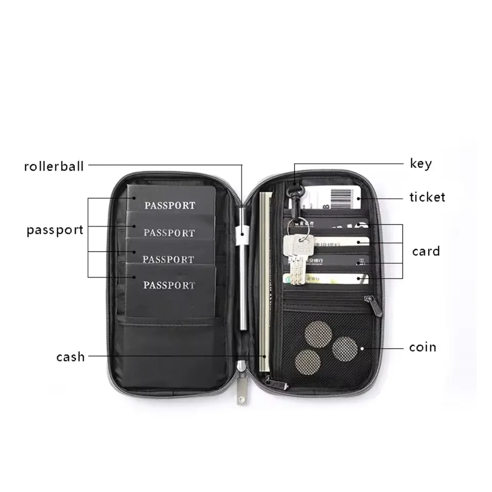 portefeuille de voyage anti-rfid pour passeports, porte-passeports familial, organiseur de documents multifonctionnel, accessoires de voyage, sac à documents