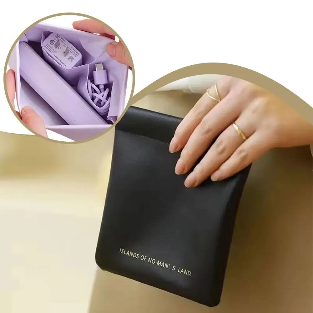sac de rangement pour balles avec fermeture automatique 11-13cm, organiseur multicouche, porte-monnaie en pu, sac de rangement pour écouteurs filaires pour le voyage