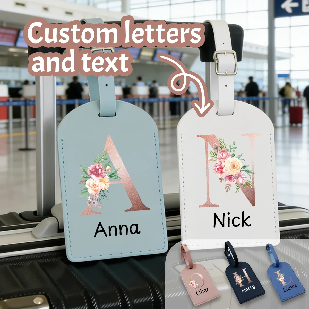 étiquettes à bagages personnalisées avec lettres et noms, étiquettes à bagages en cuir personnalisées, étiquettes à bagages personnalisables, étiquettes à bagages