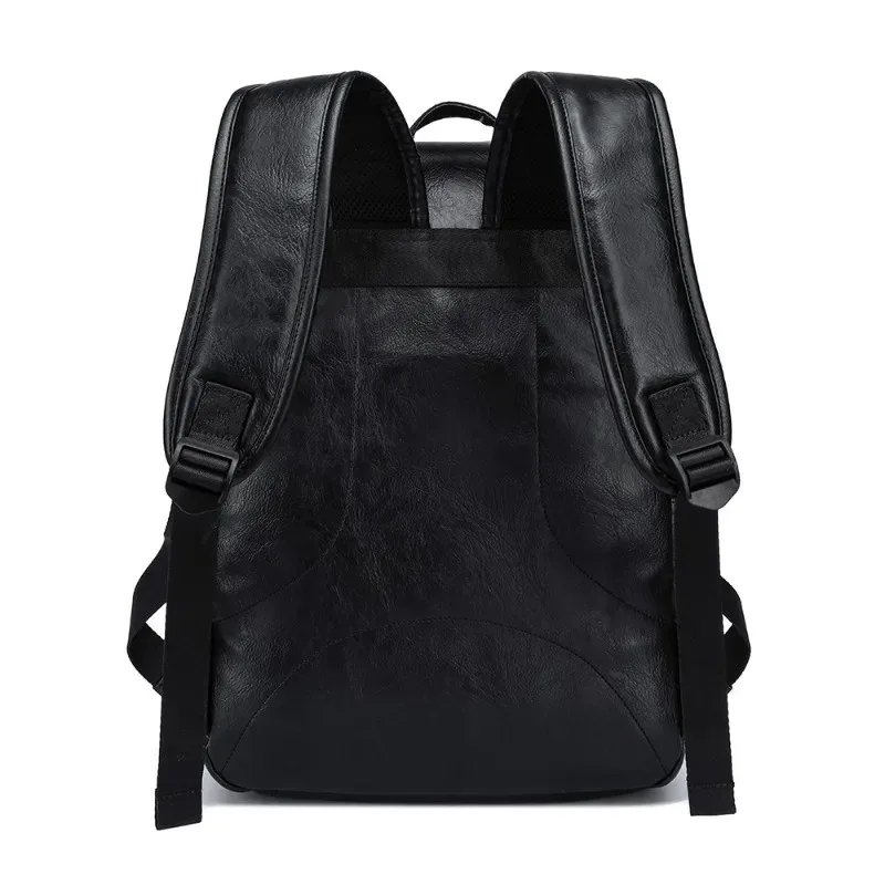 sac à dos de luxe en cuir pu pour hommes, sac à dos de voyage de grande capacité pour ordinateur portable de 15 pouces, sac à dos à rabat à la mode, sac de randonnée et de camping