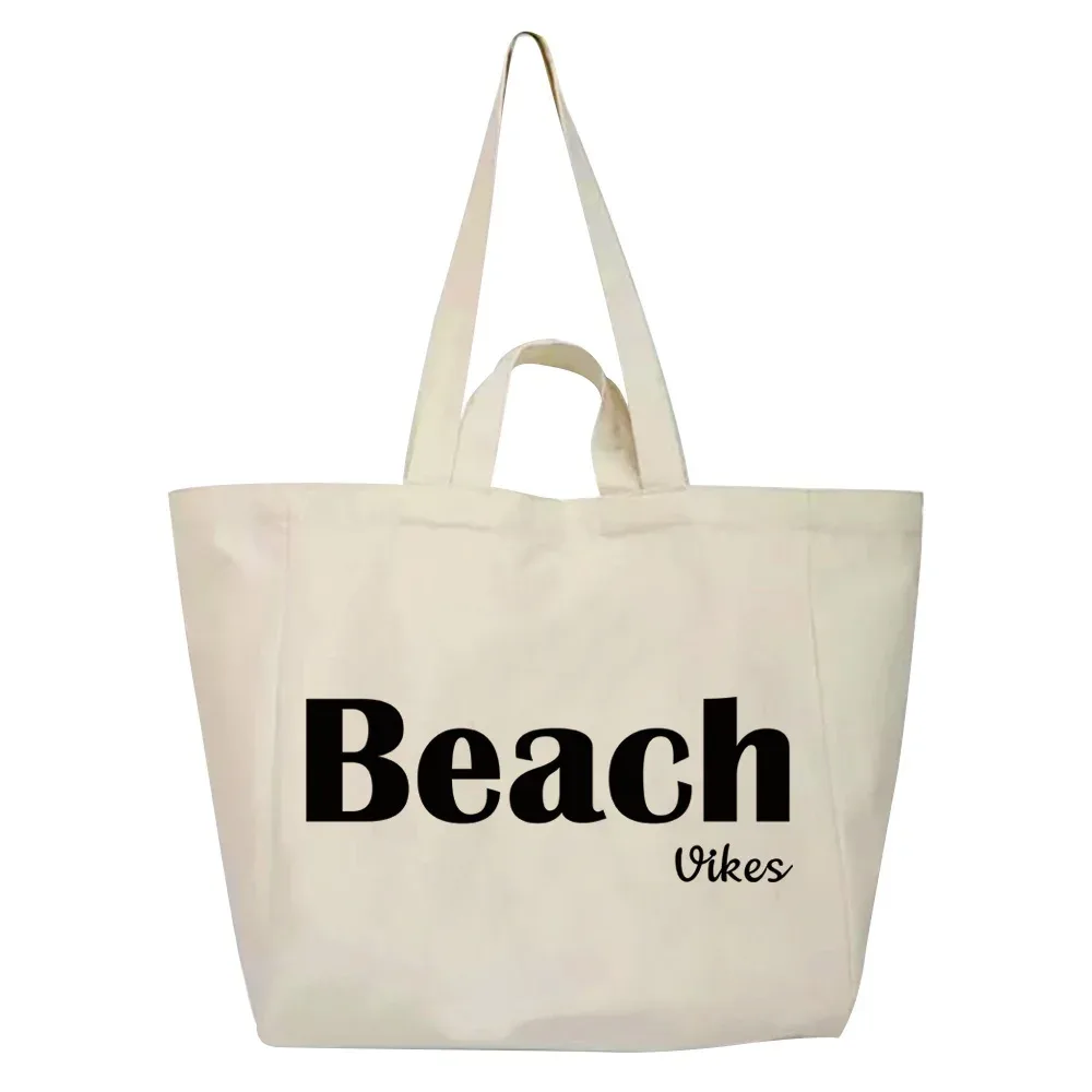 sac fourre-tout en toile pour femme, sac à main polyvalent, sacs à provisions, série plage, impression, travail commpiedmont, classe étudiante